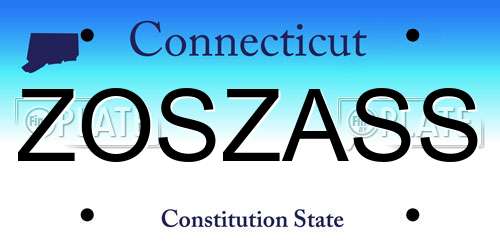 ZOSZASS Connecticut License Plate