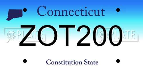 ZOT200 Connecticut License Plate