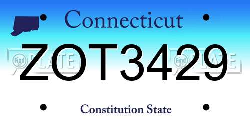 ZOT3429 Connecticut License Plate