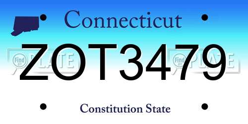 ZOT3479 Connecticut License Plate
