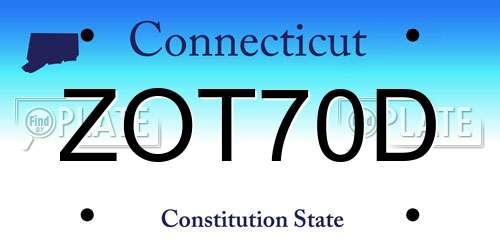 ZOT70D Connecticut License Plate
