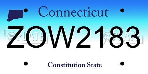 ZOW2183 Connecticut License Plate