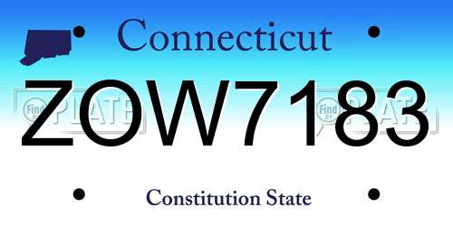 ZOW7183 Connecticut License Plate