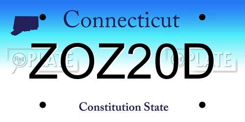 ZOZ20D Connecticut License Plate