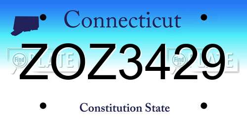 ZOZ3429 Connecticut License Plate