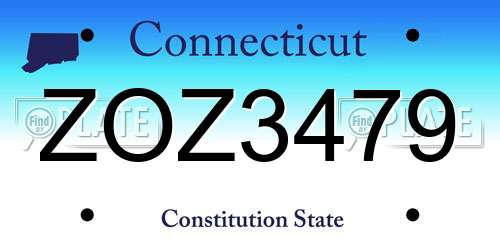 ZOZ3479 Connecticut License Plate