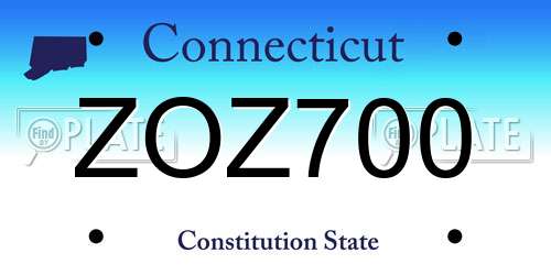 ZOZ700 Connecticut License Plate