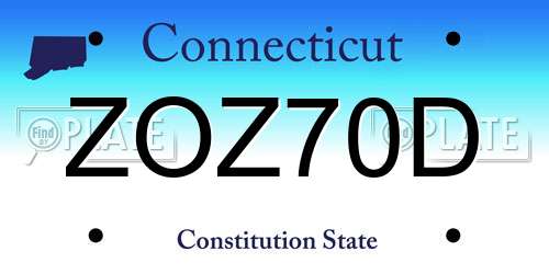 ZOZ70D Connecticut License Plate