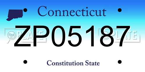 ZP05187 Connecticut License Plate