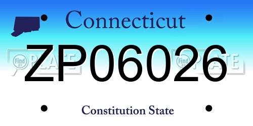 ZP06026 Connecticut License Plate