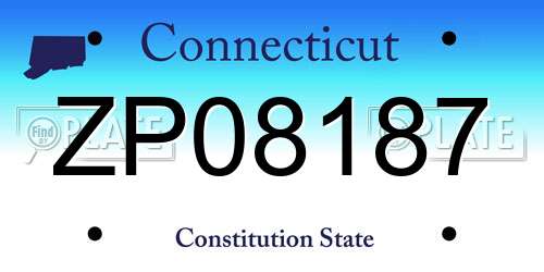 ZP08187 Connecticut License Plate