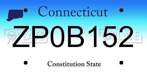 ZP0B152 Connecticut License Plate