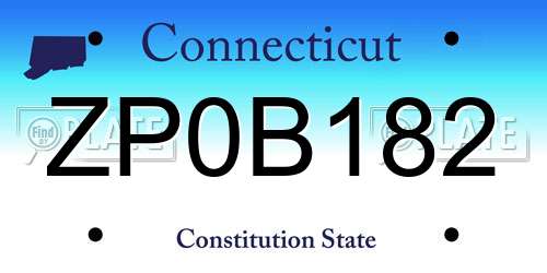 ZP0B182 Connecticut License Plate