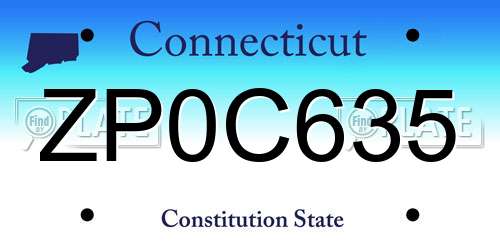 ZP0C635 Connecticut License Plate