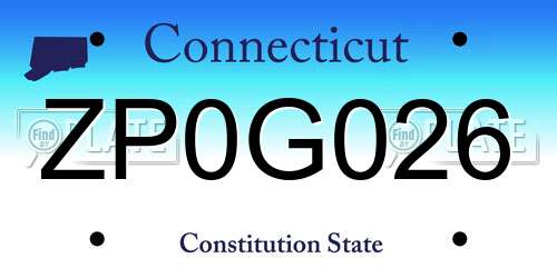 ZP0G026 Connecticut License Plate