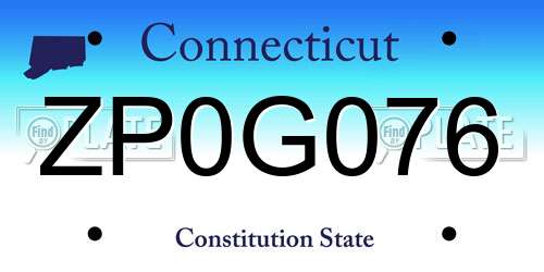 ZP0G076 Connecticut License Plate