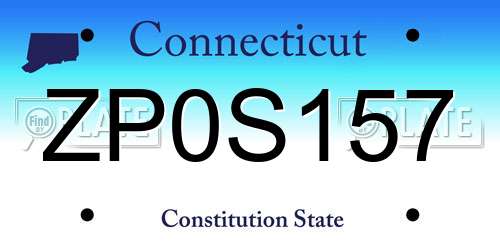 ZP0S157 Connecticut License Plate