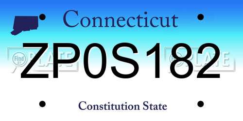 ZP0S182 Connecticut License Plate