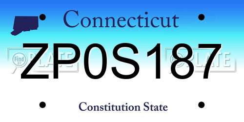 ZP0S187 Connecticut License Plate