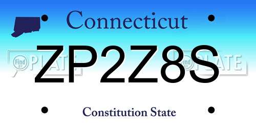 ZP2Z8S Connecticut License Plate