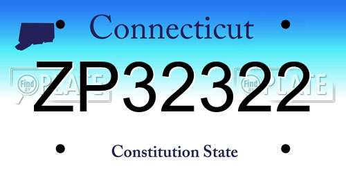 ZP32322 Connecticut License Plate
