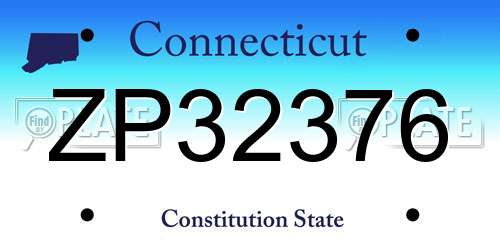 ZP32376 Connecticut License Plate