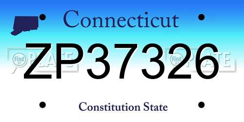 ZP37326 Connecticut License Plate
