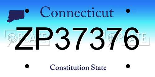 ZP37376 Connecticut License Plate