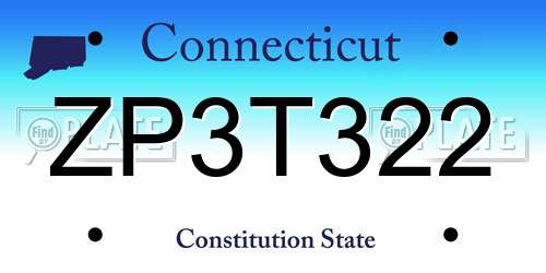 ZP3T322 Connecticut License Plate