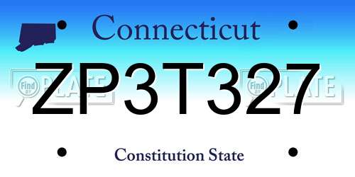 ZP3T327 Connecticut License Plate