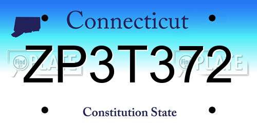ZP3T372 Connecticut License Plate