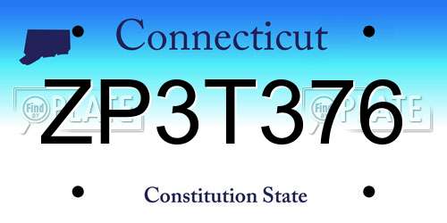 ZP3T376 Connecticut License Plate
