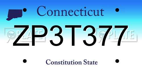ZP3T377 Connecticut License Plate