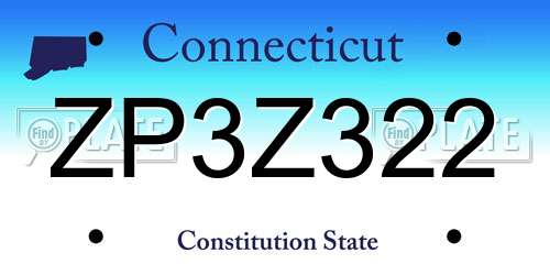 ZP3Z322 Connecticut License Plate