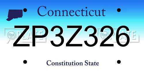 ZP3Z326 Connecticut License Plate