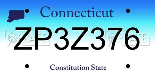 ZP3Z376 Connecticut License Plate
