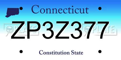 ZP3Z377 Connecticut License Plate