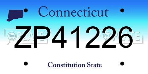 ZP41226 Connecticut License Plate