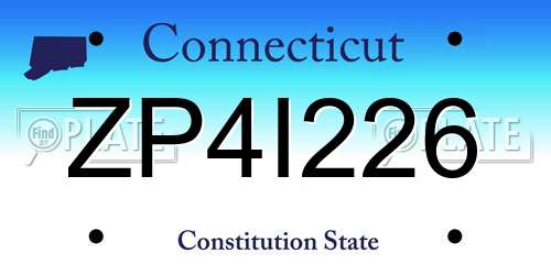 ZP4I226 Connecticut License Plate