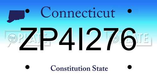 ZP4I276 Connecticut License Plate