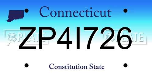 ZP4I726 Connecticut License Plate