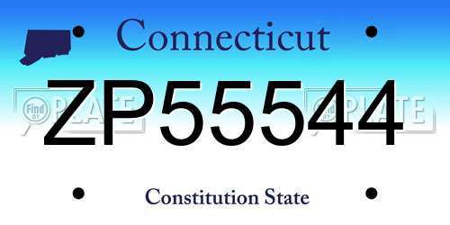 ZP55544 Connecticut License Plate