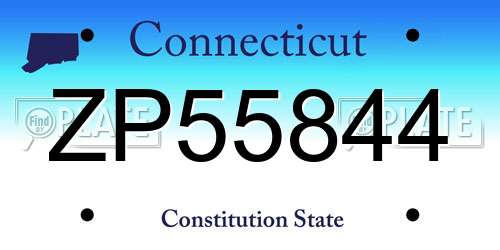 ZP55844 Connecticut License Plate