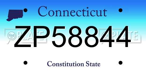 ZP58844 Connecticut License Plate