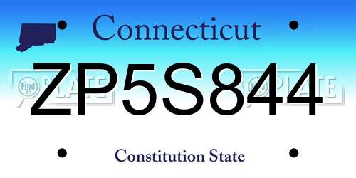 ZP5S844 Connecticut License Plate