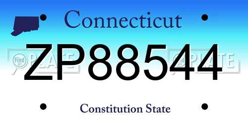 ZP88544 Connecticut License Plate