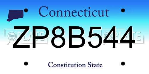 ZP8B544 Connecticut License Plate