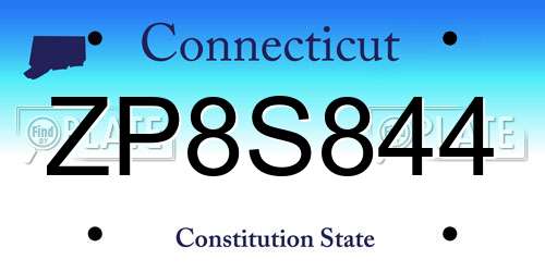 ZP8S844 Connecticut License Plate
