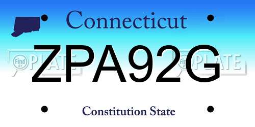 ZPA92G Connecticut License Plate