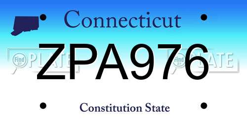 ZPA976 Connecticut License Plate